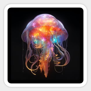 a jellyfish with colorful lights Sticker